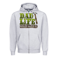 Heather Grey dad lıfe totally naıled it Zipper Hoodie - BarkalooDesign