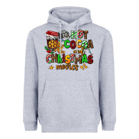 Heather Grey hot cocoa and christmas movies Heavyweight Hoodie - AdoDesignShop