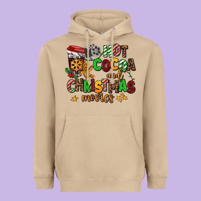 Hot Cocoa And Christmas Movies Heavyweight Hoodie Designed By Adodesignshop
