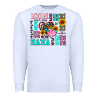 White mom mama mommy with hearts Premium Sweatshirt - AdoDesignShop