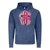 Vintage Denim breast cancer cross Vintage Hoodie - FaDigitalArtStudio