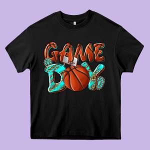 Game Day Leopard Basketball Heavy Core Tee Designed By Nancycooperartshop