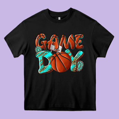 Game Day Leopard Basketball Heavy Core Tee Designed By Nancycooperartshop