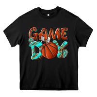 Black Game day leopard basketball Heavy Core Tee - NancyCooperArtShop