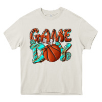 Cream Game day leopard basketball Heavy Core Tee - NancyCooperArtShop