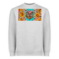 Heather Grey mama bear with sunflowers and glasses license plate Heavyweight Sweatshirt - Artiststas