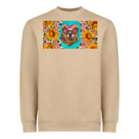Mushroom mama bear with sunflowers and glasses license plate Heavyweight Sweatshirt - Artiststas
