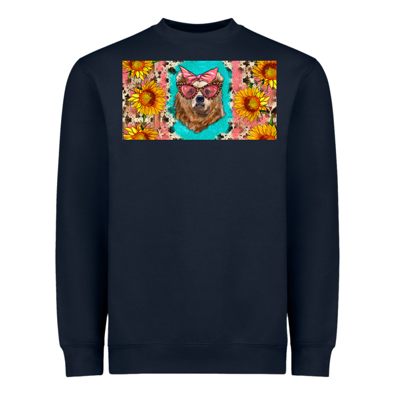 Mama Bear With Sunflowers And Glasses License Plate Heavyweight Sweatshirt by Artiststas | Teevron
