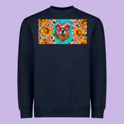 Mama Bear With Sunflowers And Glasses License Plate Heavyweight Sweatshirt Designed By Artiststas