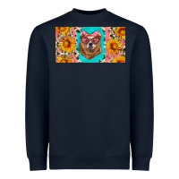 Navy mama bear with sunflowers and glasses license plate Heavyweight Sweatshirt - Artiststas