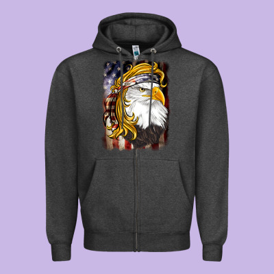 American Mullet   Eagle Zipper Hoodie Designed By Barkaloodesign