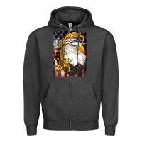 Charcoal Heather american mullet   eagle Zipper Hoodie - BarkalooDesign