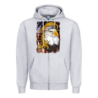 Heather Grey american mullet   eagle Zipper Hoodie - BarkalooDesign