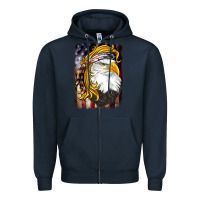 Navy american mullet   eagle Zipper Hoodie - BarkalooDesign