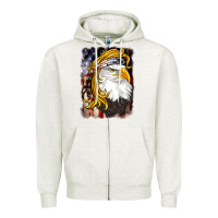 Oatmeal Heather american mullet   eagle Zipper Hoodie - BarkalooDesign