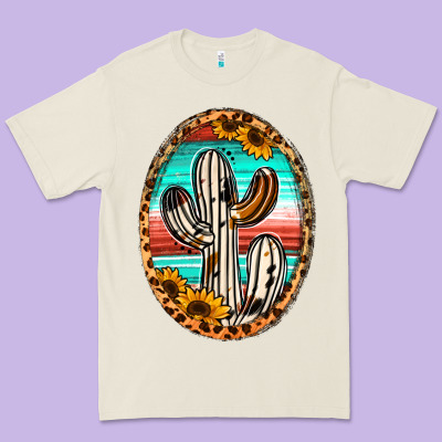 Cowhide Serape And Sunflower Cactus Premium Tee Designed By Jasminsmagicworld