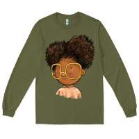 Army Green black girl Long Sleeve Tee - FaDigitalArtStudio