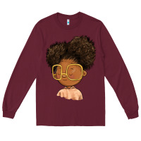 Burgundy black girl Long Sleeve Tee - FaDigitalArtStudio