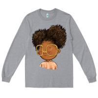 Heather Grey black girl Long Sleeve Tee - FaDigitalArtStudio