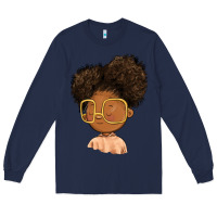 Navy black girl Long Sleeve Tee - FaDigitalArtStudio