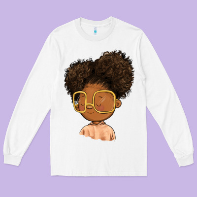 Black Girl Long Sleeve Tee Designed By Fadigitalartstudio