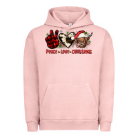 Pigment Salmon peace love christmas Urban Hoodie - JahusDesignShop