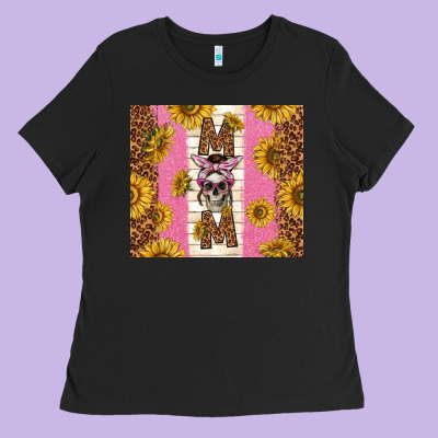 Skull Mom Sunflowers Ladies Tee Designed By Tumblerdesignbyshophia