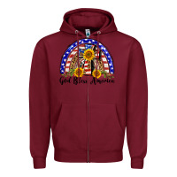 Burgundy god bless america  rainbow Zipper Hoodie - BarkalooDesign