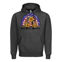 Charcoal Heather god bless america  rainbow Zipper Hoodie - BarkalooDesign
