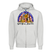 Dove Grey god bless america  rainbow Zipper Hoodie - BarkalooDesign