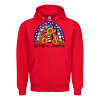Red god bless america  rainbow Zipper Hoodie - BarkalooDesign