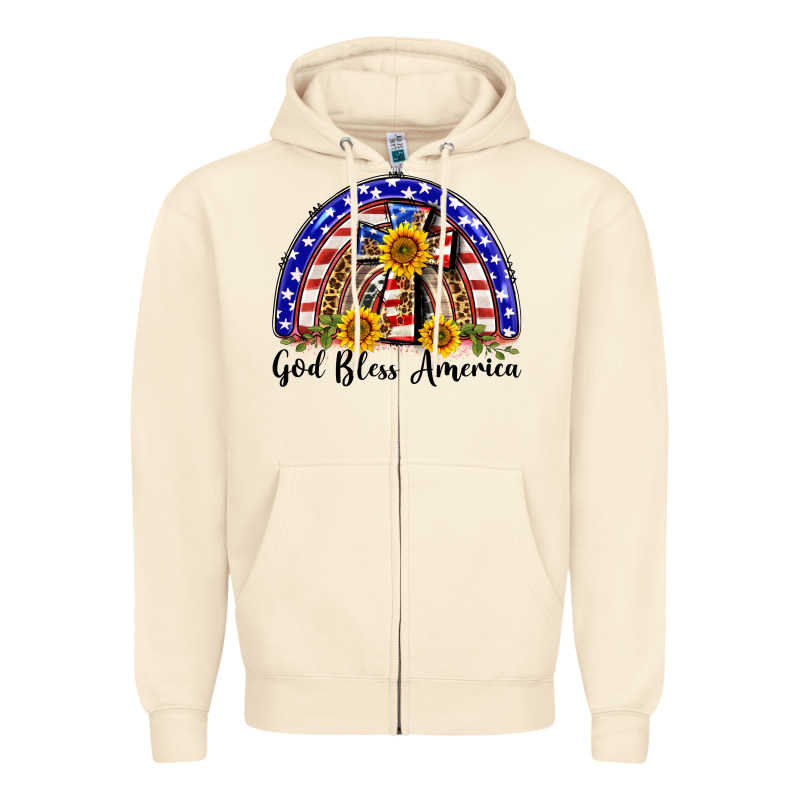 God Bless America  Rainbow Zipper Hoodie by BarkalooDesign | Teevron