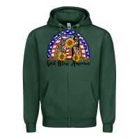 Sports Green god bless america  rainbow Zipper Hoodie - BarkalooDesign