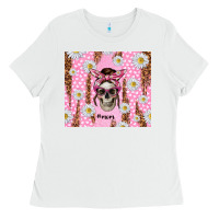White skull mom pink glitter with daisy Ladies Tee - TumblerDesignByShophia