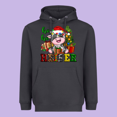 Ho Ho Heifer Little Cute Christmas Cow Heavyweight Hoodie Designed By Adodesignshop
