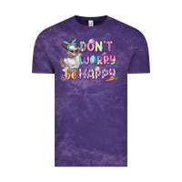 Cloud Purple Don't worry be happy Easter Vintage Tee - CowGirlArtShop