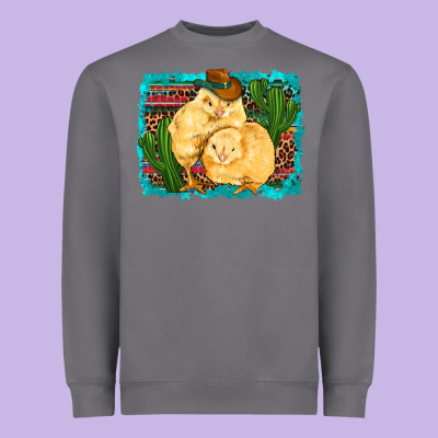 Western Cowboy Chicks Cactus Coop Animals  Leopard Serape Turquoise Heavyweight Sweatshirt Designed By Artiststas