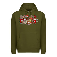 Army Green Christmas Dog Coffee Premium Hoodie - CowhideDigitalArt