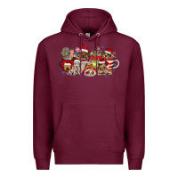 Burgundy Christmas Dog Coffee Premium Hoodie - CowhideDigitalArt