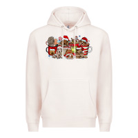 Pale Pink Christmas Dog Coffee Premium Hoodie - CowhideDigitalArt