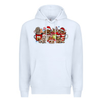 White Christmas Dog Coffee Premium Hoodie - CowhideDigitalArt