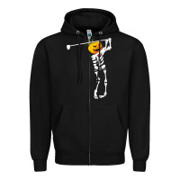 Black Golf Skeleton Pumpkin Halloween Shirt Zipper Hoodie - maiPhamDesign
