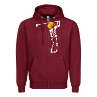 Burgundy Golf Skeleton Pumpkin Halloween Shirt Zipper Hoodie - maiPhamDesign