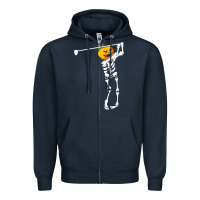 Navy Golf Skeleton Pumpkin Halloween Shirt Zipper Hoodie - maiPhamDesign