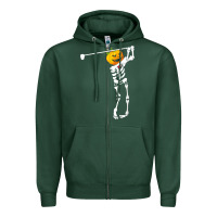 Sports Green Golf Skeleton Pumpkin Halloween Shirt Zipper Hoodie - maiPhamDesign