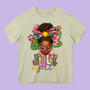 July Girl Afro Woman Summer Heavy Core Tee Designed By Texasbilliewilder