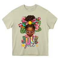 Mossy July Girl Afro Woman Summer Heavy Core Tee - texasbilliewilder