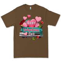 Cacao Happy Valentine's day turquoise truck Premium Tee - HowdyJamesFarm