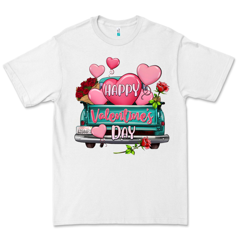 Happy Valentine's Day Turquoise Truck Premium Tee by HowdyJamesFarm | Teevron