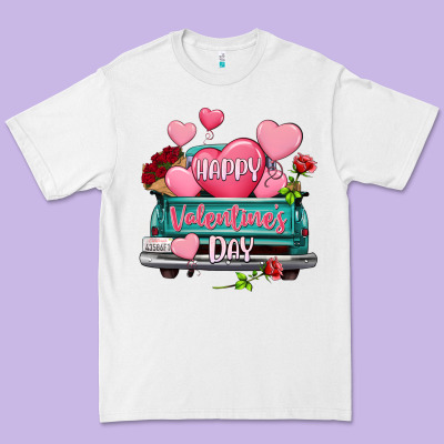 Happy Valentine's Day Turquoise Truck Premium Tee Designed By Howdyjamesfarm